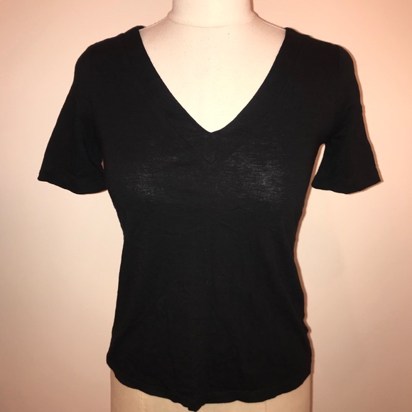 Urban Outfitters Sparkle&Fade Black Vneck shirt w lace up detail - Picture 2 of 6
